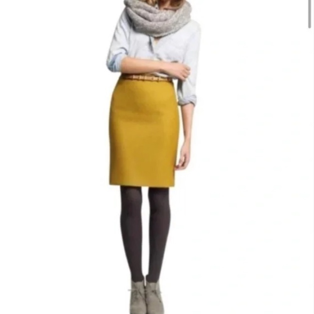J.Crew No. 2 Pencil Skirt Womens Size 00 Mustard Yellow Wool skirt